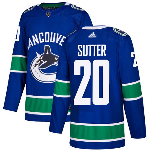 Adidas Canucks #20 Brandon Sutter Blue Home Authentic Stitched NHL Jersey - Click Image to Close